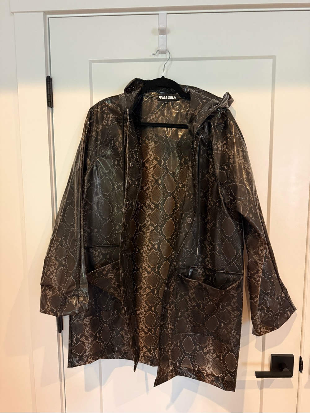 Pam & Gela Snakeskin-Print Trench Raincoat